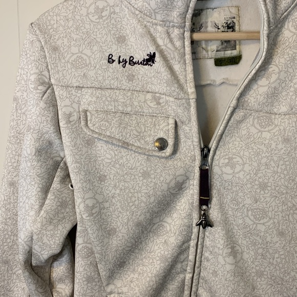 B By Burton White Gray Floral Print Asymmetrical Zippered Jacket Size Small - Picture 2 of 7